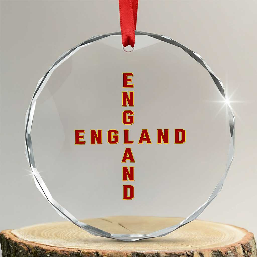 England Pride Cross Shape Typography Graphic Crystal Glass Ornament TS12 Transparent Glass 3'' Circle Print Your Wear