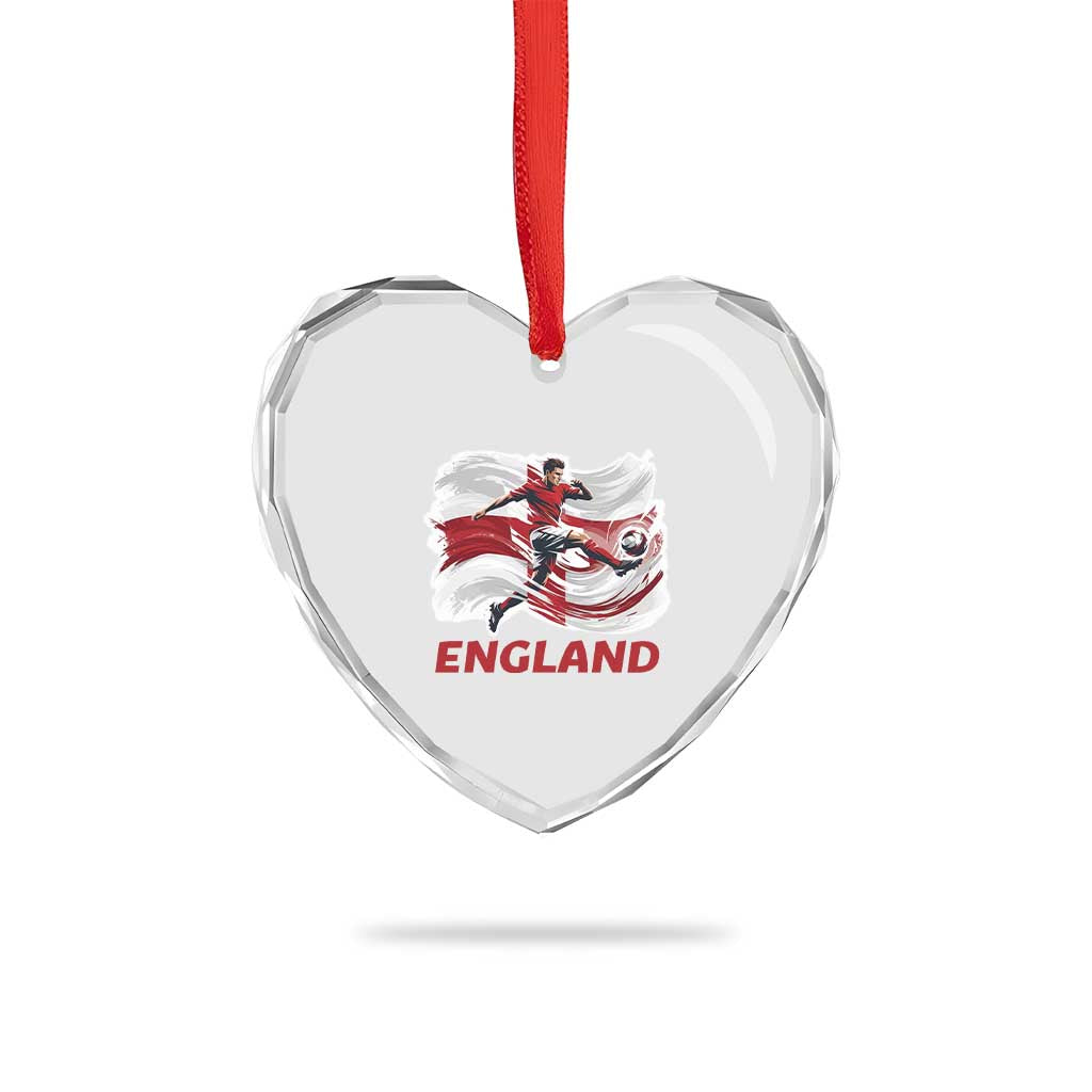 England Soccer Fan English Flag Heart Crystal Glass Ornament