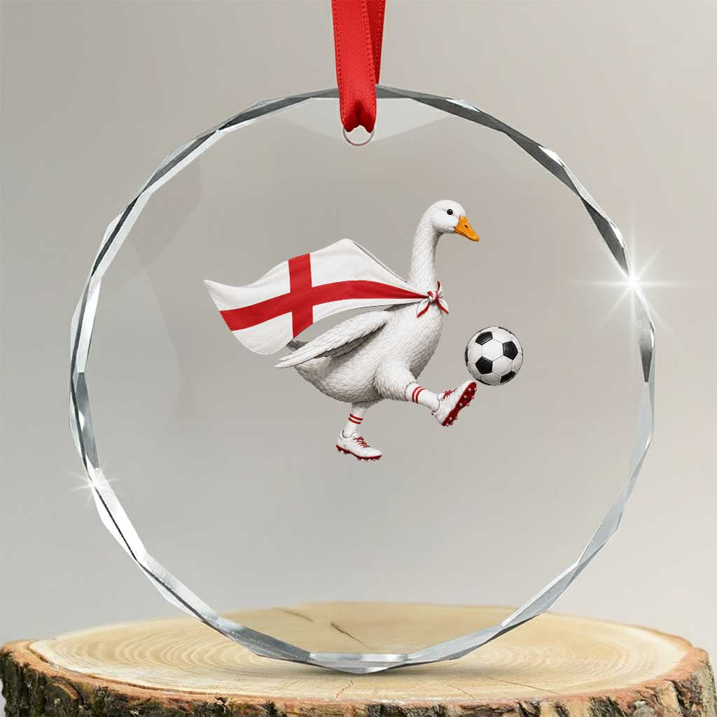 England Soccer Goose Crystal Glass Ornament Patriotic Football Fan Graphic England Flag TS10 Transparent Glass 3'' Circle Print Your Wear