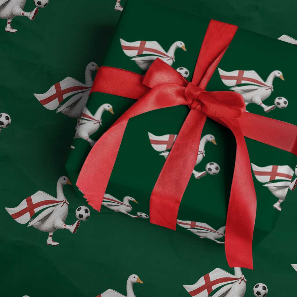 England Soccer Goose Wrapping Paper Roll Patriotic Football Fan Graphic England Flag TS10 Green Print Your Wear