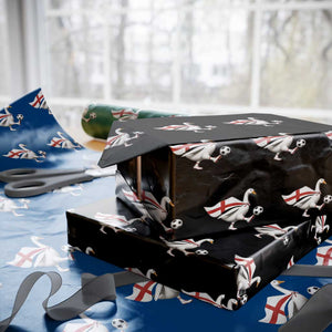 England Soccer Goose Wrapping Paper Roll Patriotic Football Fan Graphic England Flag TS10 Black Print Your Wear
