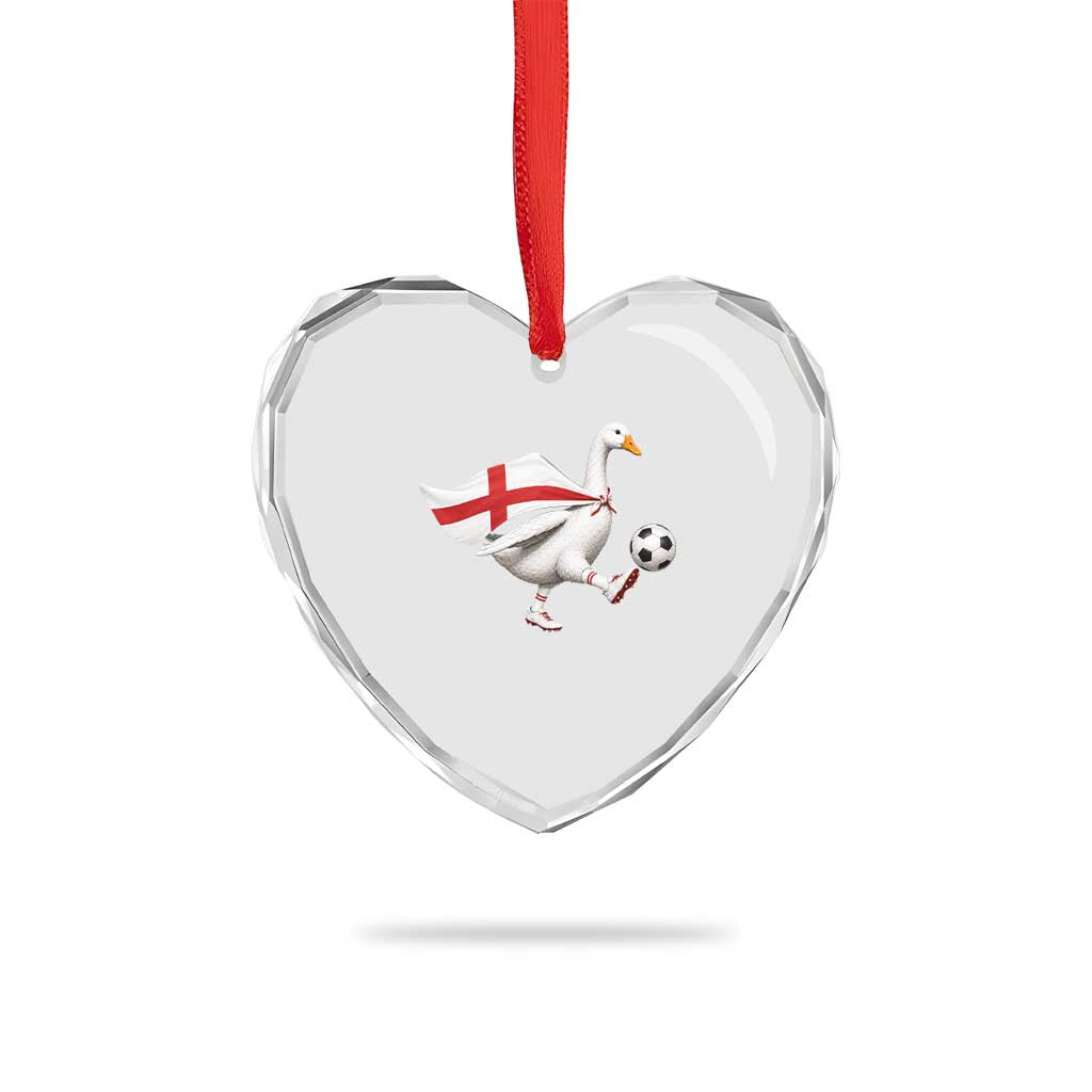 England Soccer Goose Heart Crystal Glass Ornament Patriotic Football Fan Graphic England Flag TS10 Print Your Wear