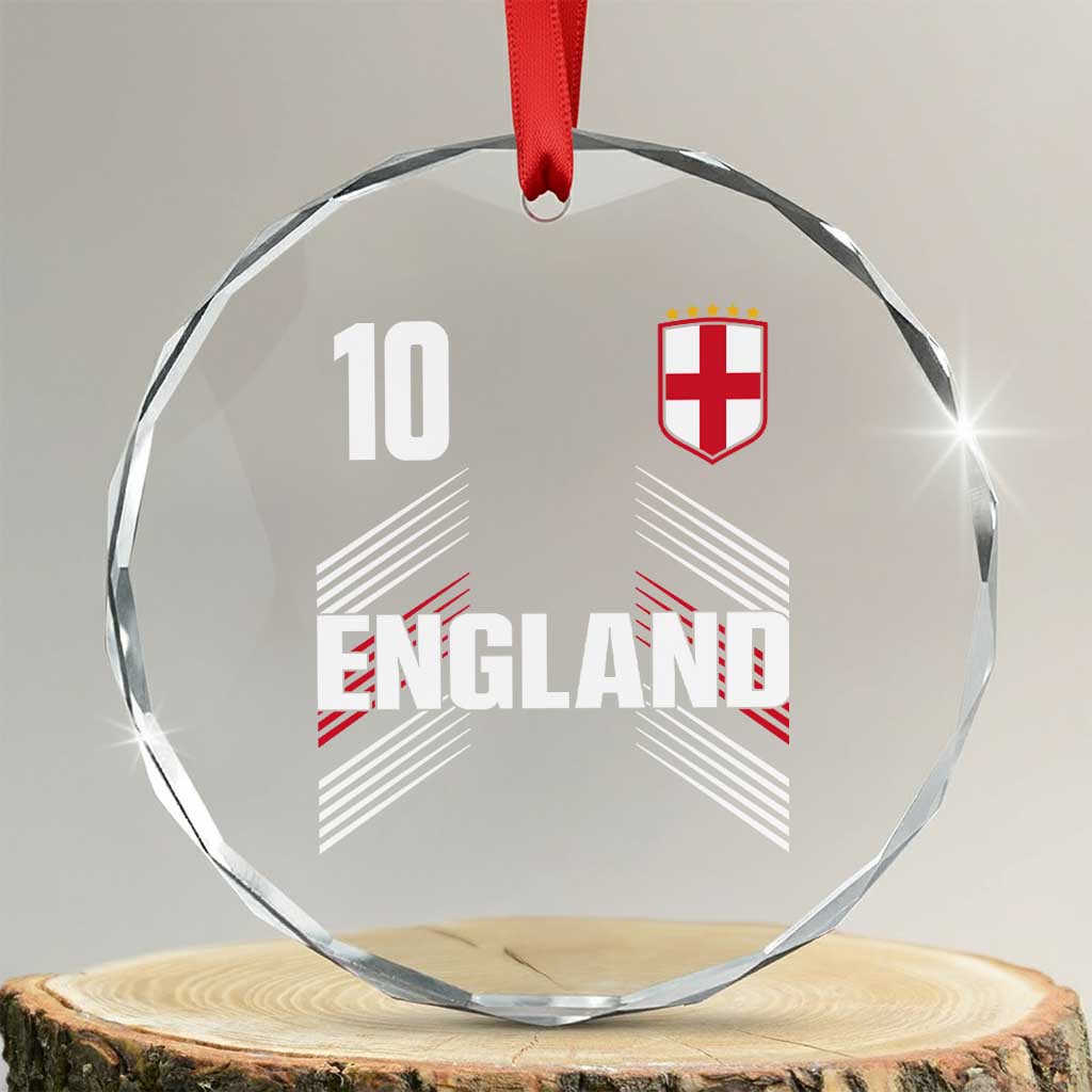 England Soccer Sports Graphic Number 10 Jersey Style Crystal Glass Ornament Proud St George Cross Football Fans Game Day Pride TS02 Transparent Glass 3'' Circle Print Your Wear