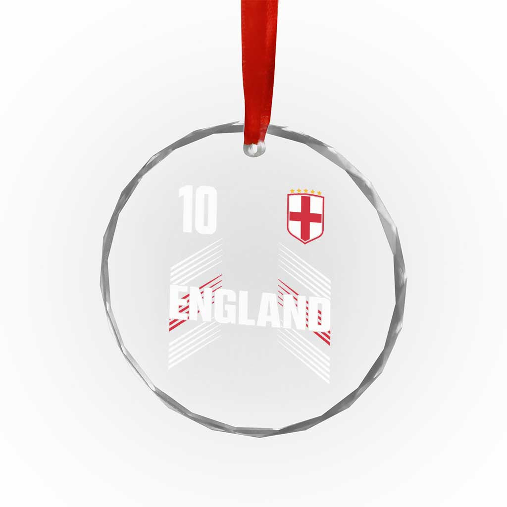 England Soccer Sports Graphic Number 10 Jersey Style Crystal Glass Ornament Proud St George Cross Football Fans Game Day Pride