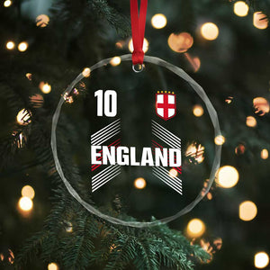 England Soccer Sports Graphic Number 10 Jersey Style Crystal Glass Ornament Proud St George Cross Football Fans Game Day Pride