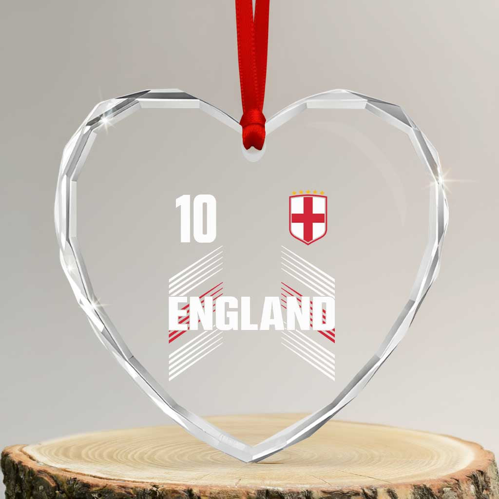 England Soccer Sports Graphic Number 10 Jersey Style Heart Crystal Glass Ornament Proud St George Cross Football Fans Game Day Pride TS02 Transparent Glass 3'' Heart Print Your Wear