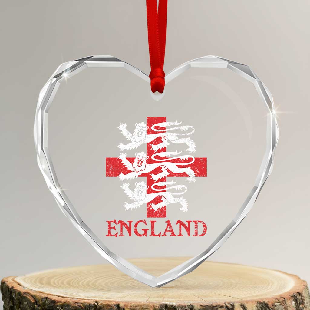England Three Lions Symbol English Pride Souvenir Heart Crystal Glass Ornament