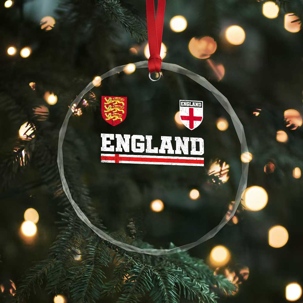 England Three Lions Symbol Red Cross Athletic Jersey Style Crystal Glass Ornament