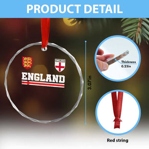 England Three Lions Symbol Red Cross Athletic Jersey Style Crystal Glass Ornament