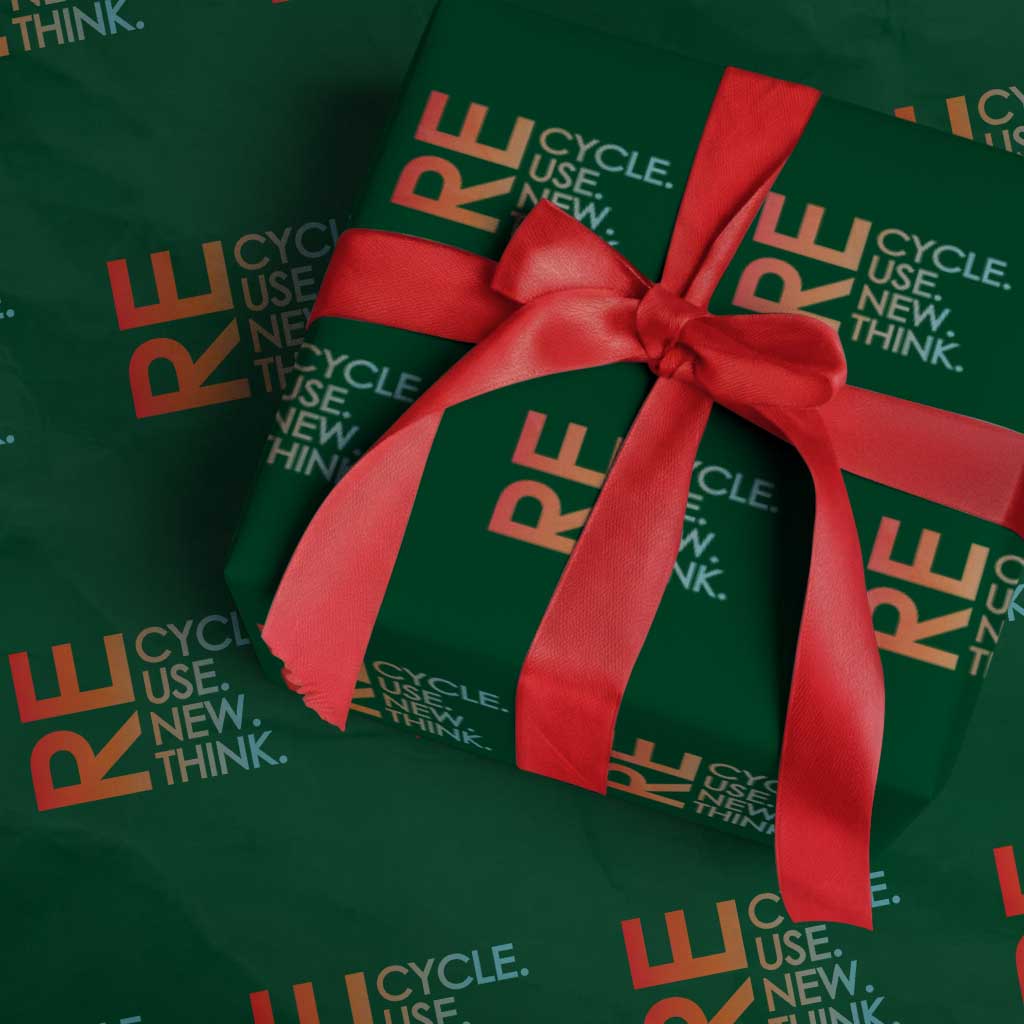 Environmental Activism Wrapping Paper Roll Recycle Reuse Renew Rethink Earth Day TS10 Green Print Your Wear