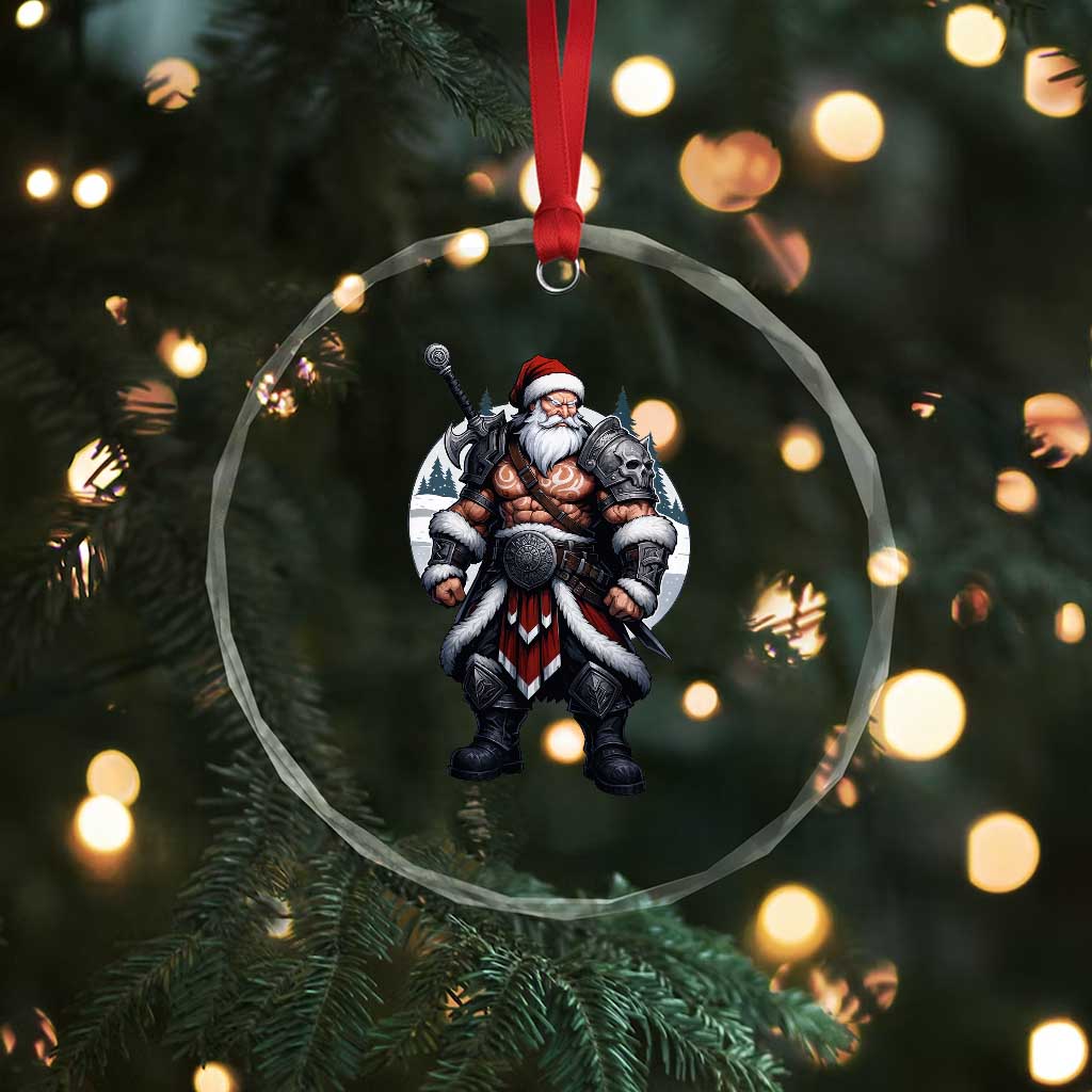 Epic Viking Santa Christmas Crystal Glass Ornament Barbarian Style Holiday Warrior Claus TS02 Print Your Wear