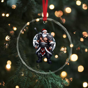 Epic Viking Santa Christmas Crystal Glass Ornament Barbarian Style Holiday Warrior Claus TS02 Print Your Wear