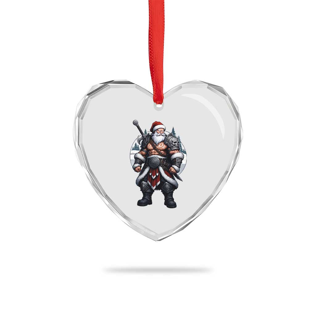 Epic Viking Santa Christmas Heart Crystal Glass Ornament Barbarian Style Holiday Warrior Claus TS02 Print Your Wear