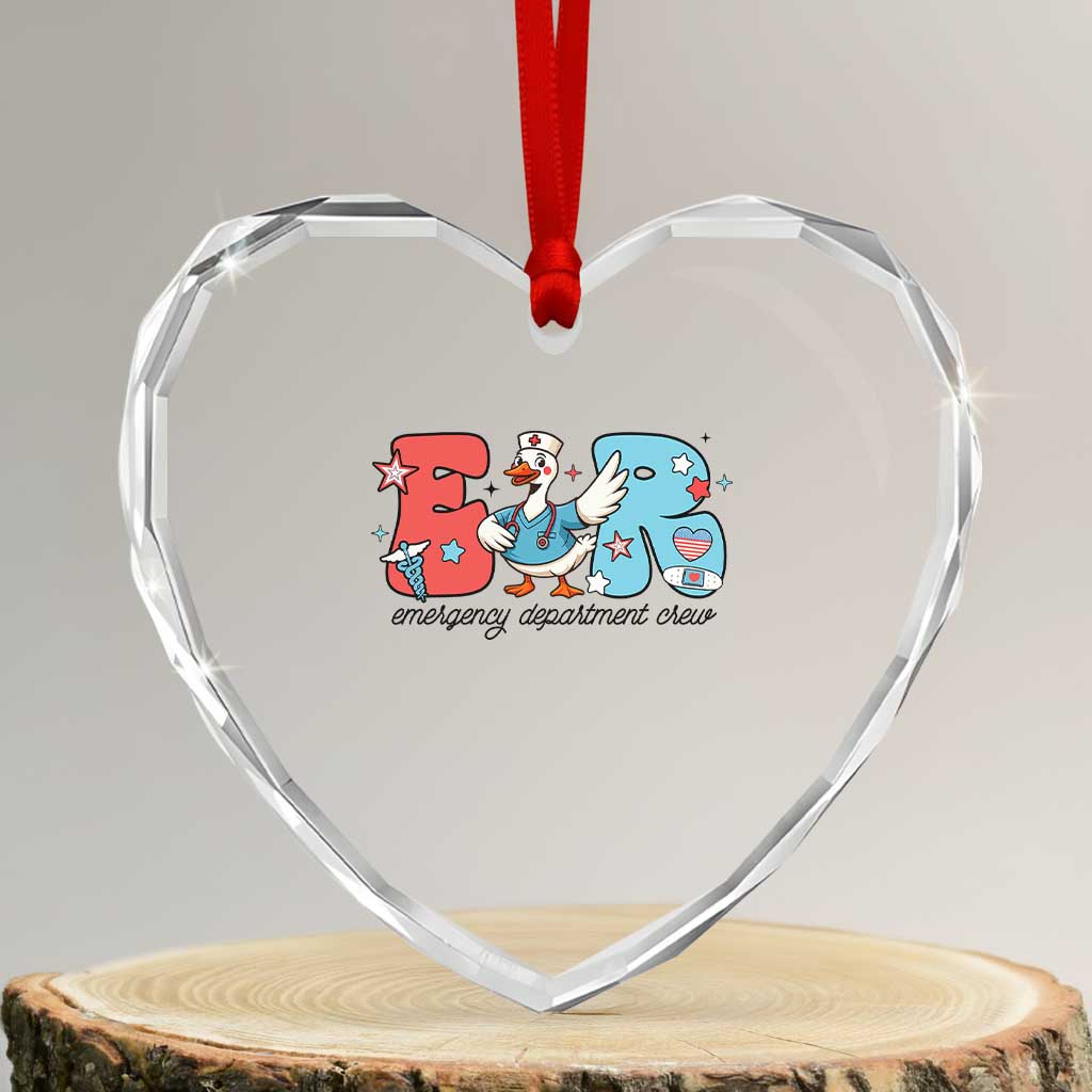 ER Nurse Silly Goose Heart Crystal Glass Ornament Funny Emergency Department TS14 Transparent Glass 3'' Heart Print Your Wear