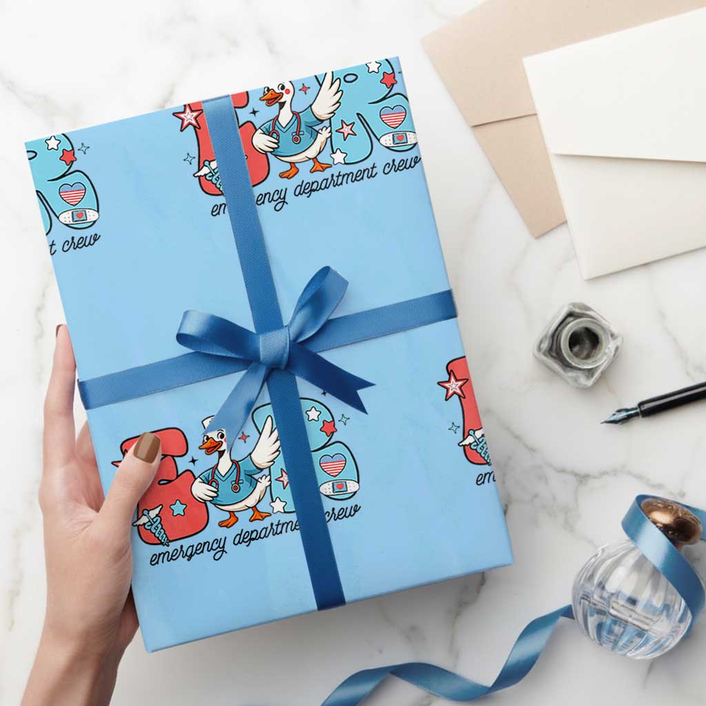 ER Nurse Silly Goose Wrapping Paper Roll Funny Emergency Department TS14 Light Blue Print Your Wear