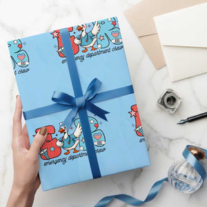 ER Nurse Silly Goose Wrapping Paper Roll Funny Emergency Department TS14 Light Blue Print Your Wear