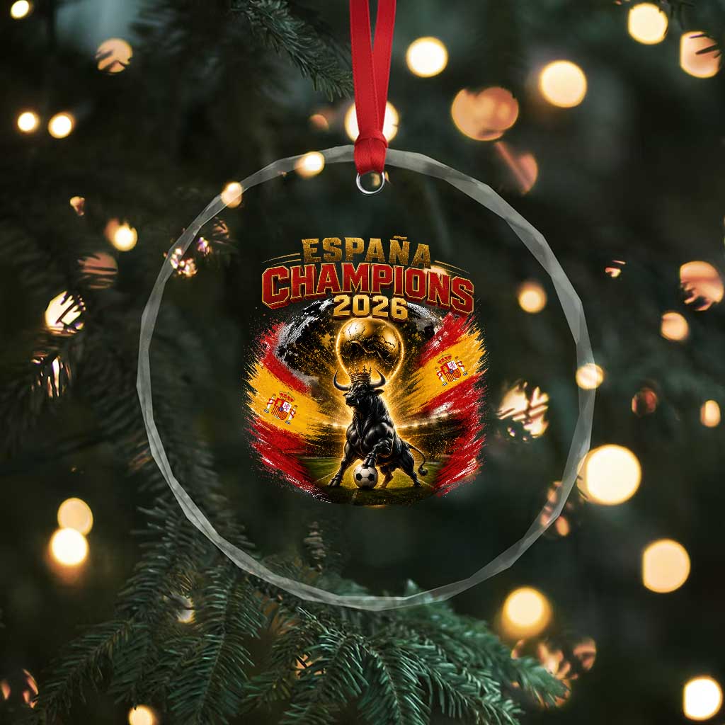 Espana Champions 2026 Crystal Glass Ornament Spain Football Fan Spanish Bull Graphic TS11 Print Your Wear