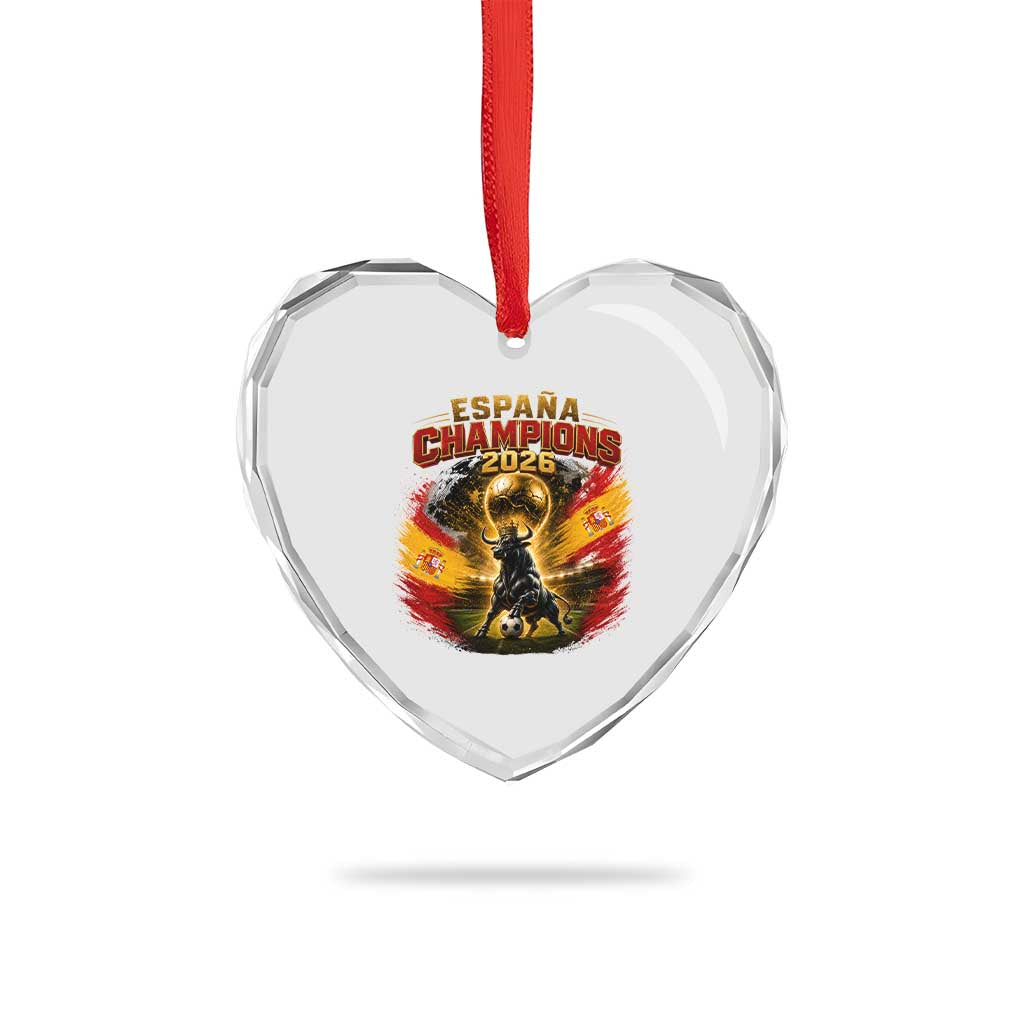 Espana Champions 2026 Heart Crystal Glass Ornament Spain Football Fan Spanish Bull Graphic TS11 Print Your Wear