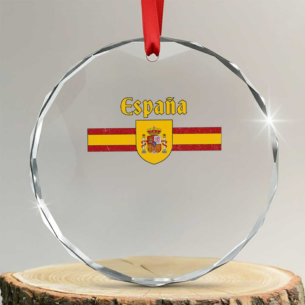 Espana Escudo Retro Spain Coat of Arms and Flag Español Crystal Glass Ornament TS11 Transparent Glass 3'' Circle Print Your Wear