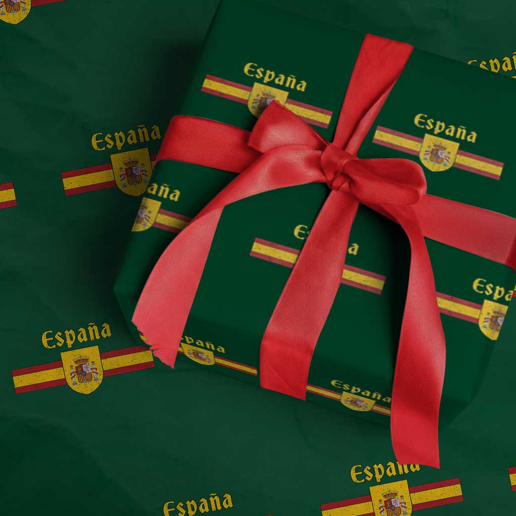 Espana Escudo Retro Spain Coat of Arms and Flag Español Wrapping Paper Roll TS11 Green Print Your Wear