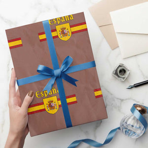 Espana Escudo Retro Spain Coat of Arms and Flag Español Wrapping Paper Roll TS11 Mocha Print Your Wear