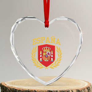Espana Escudo Retro Spain Coat of Arms Español Heart Crystal Glass Ornament