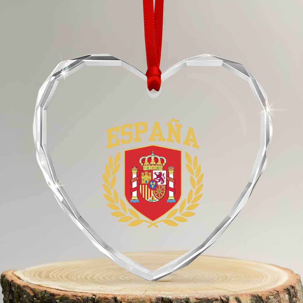 Espana Escudo Retro Spain Coat of Arms Español Heart Crystal Glass Ornament TS11 Transparent Glass 3'' Heart Print Your Wear