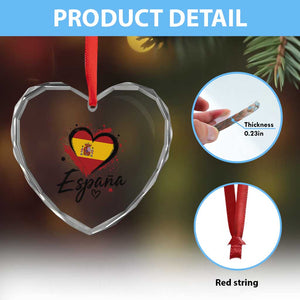 Espana Heart Spanish Flag Patriotic Spain Pride Heart Crystal Glass Ornament