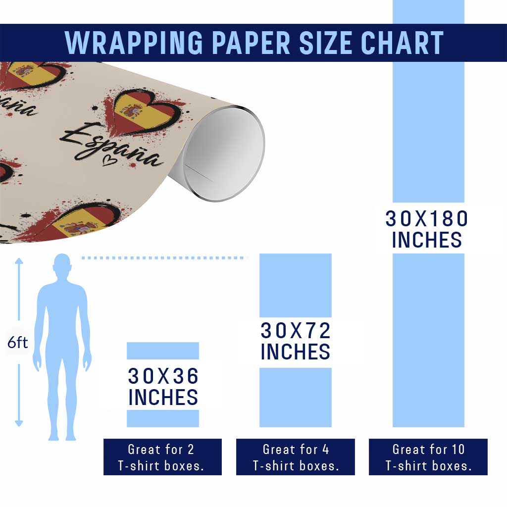 Espana Heart Spanish Flag Patriotic Spain Pride Wrapping Paper Roll