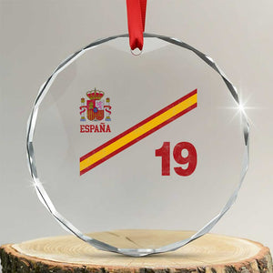 Espana Spain Football Crystal Glass Ornament Spanish Flag Stripes Number 19 Athletic Soccer National Pride