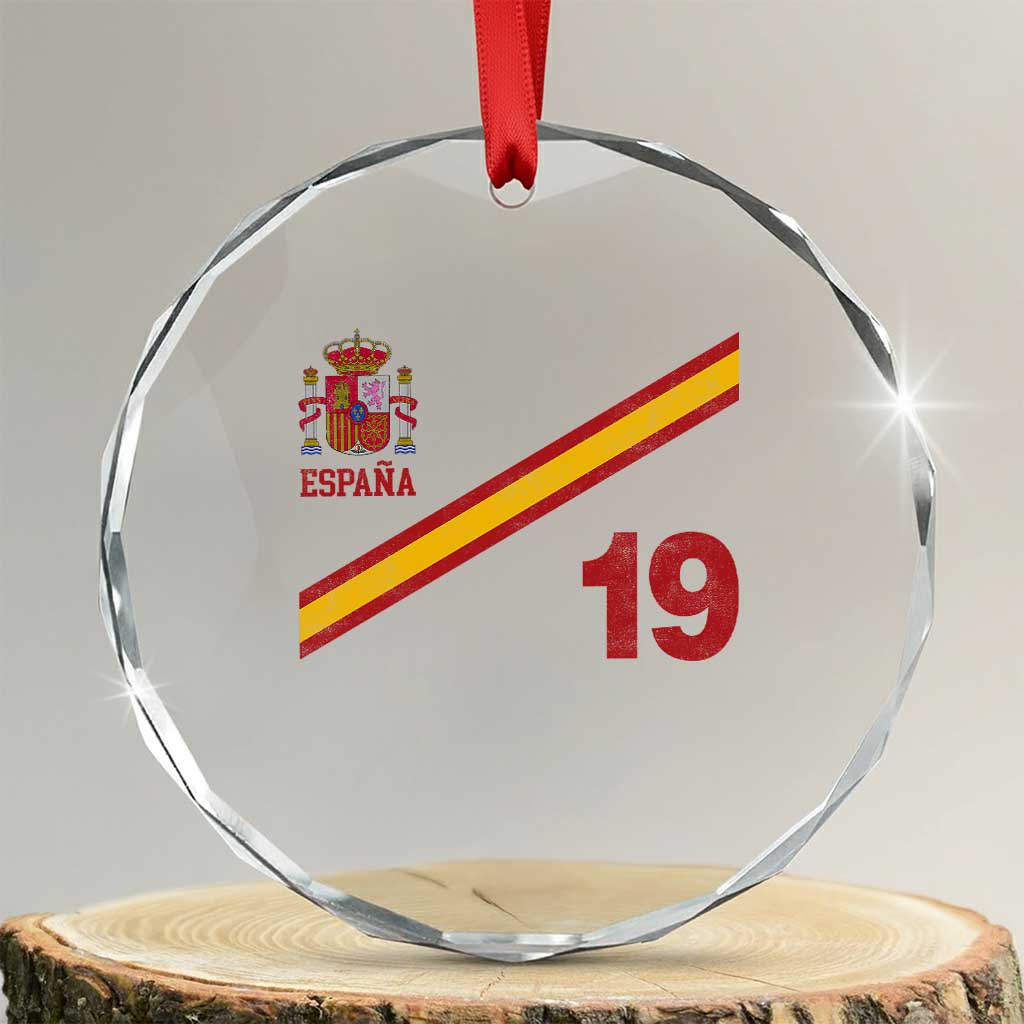 Espana Spain Football Crystal Glass Ornament Spanish Flag Stripes Number 19 Athletic Soccer National Pride TS11 Transparent Glass 3'' Circle Print Your Wear