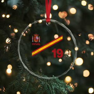 Espana Spain Football Crystal Glass Ornament Spanish Flag Stripes Number 19 Athletic Soccer National Pride