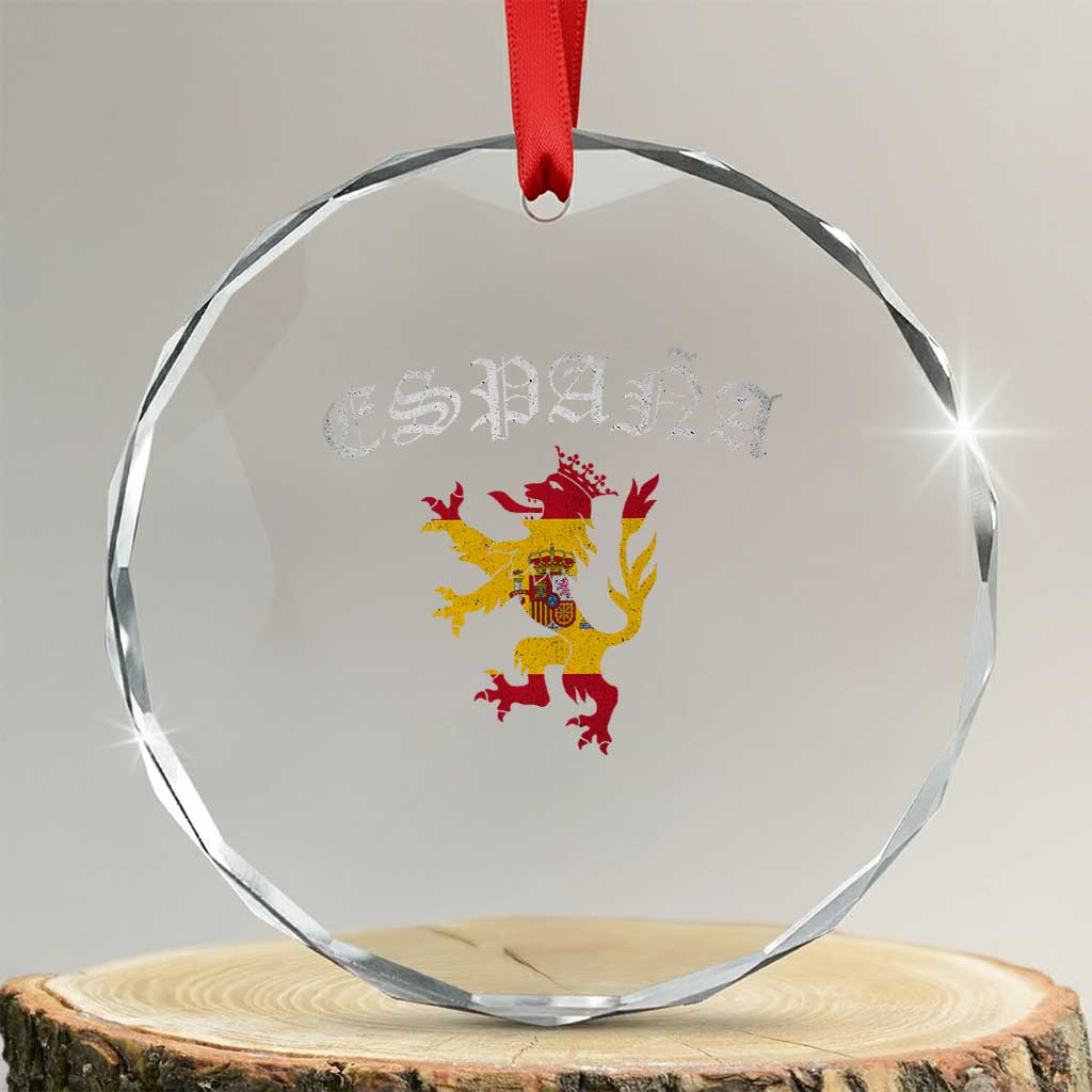 Espana Spain Lion Spanish Flag Spaniard Pride Crystal Glass Ornament TS14 Transparent Glass 3'' Circle Print Your Wear