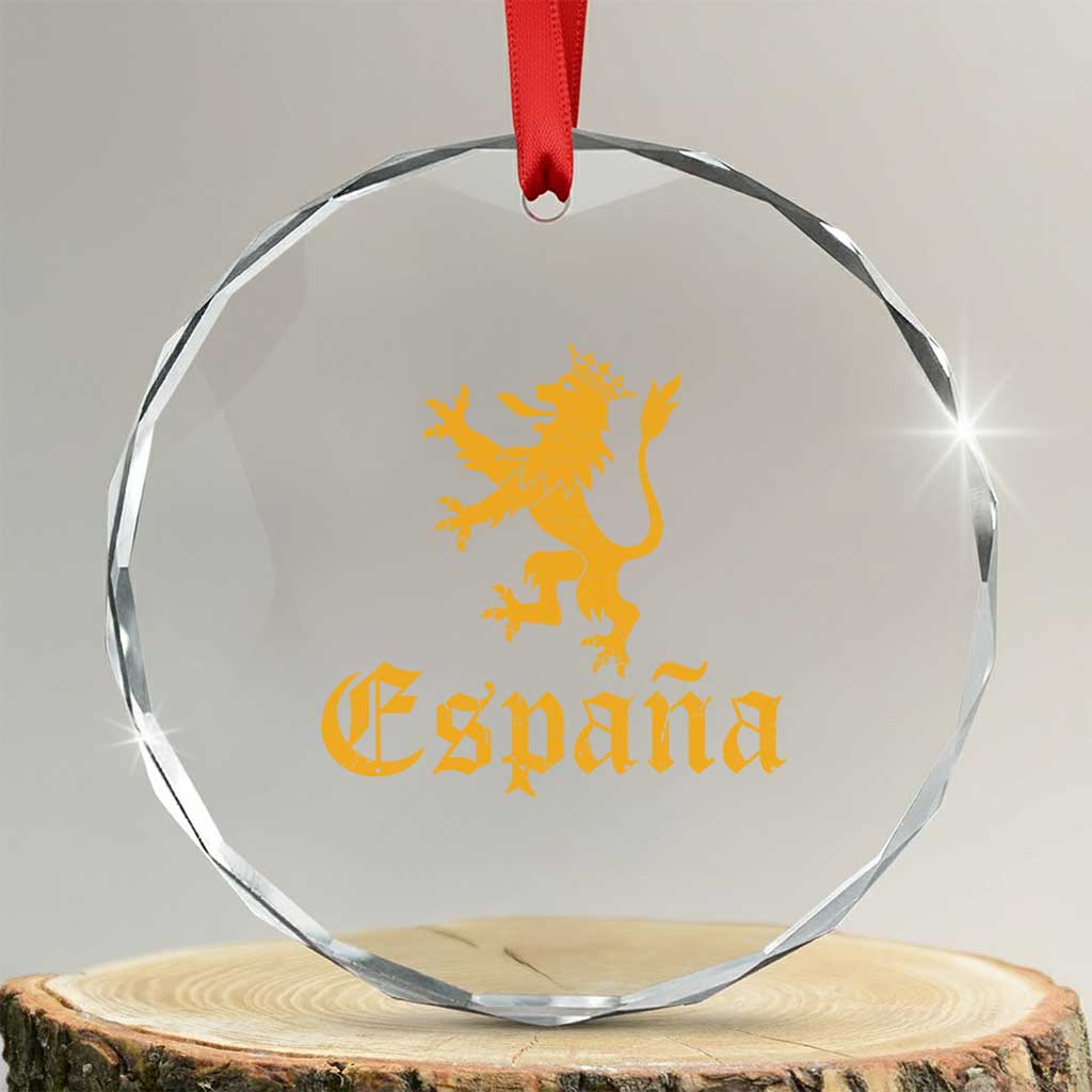 Espana Spain Lion Symbol Spanish Spaniard Pride Crystal Glass Ornament TS11 Transparent Glass 3'' Circle Print Your Wear