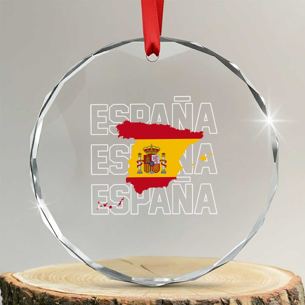 Espana Spain Map Pride Spanish Flag Crystal Glass Ornament TS14 Transparent Glass 3'' Circle Print Your Wear