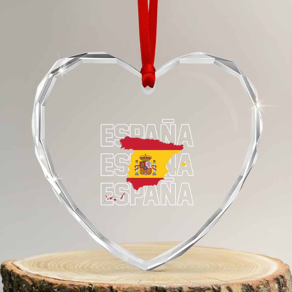 Espana Spain Map Pride Spanish Flag Heart Crystal Glass Ornament TS14 Transparent Glass 3'' Heart Print Your Wear