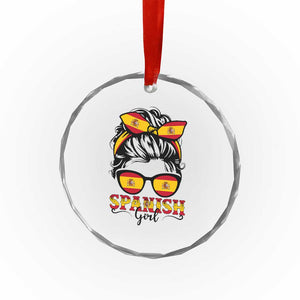 Espana Spain Messy Bun Girl Spanish Flag Crystal Glass Ornament TS14 Print Your Wear