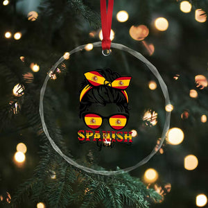 Espana Spain Messy Bun Girl Spanish Flag Crystal Glass Ornament TS14 Print Your Wear