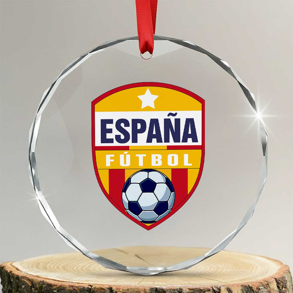 Espana Spain Soccer Football Fan Spanish Flag Crystal Glass Ornament TS14 Transparent Glass 3'' Circle Print Your Wear