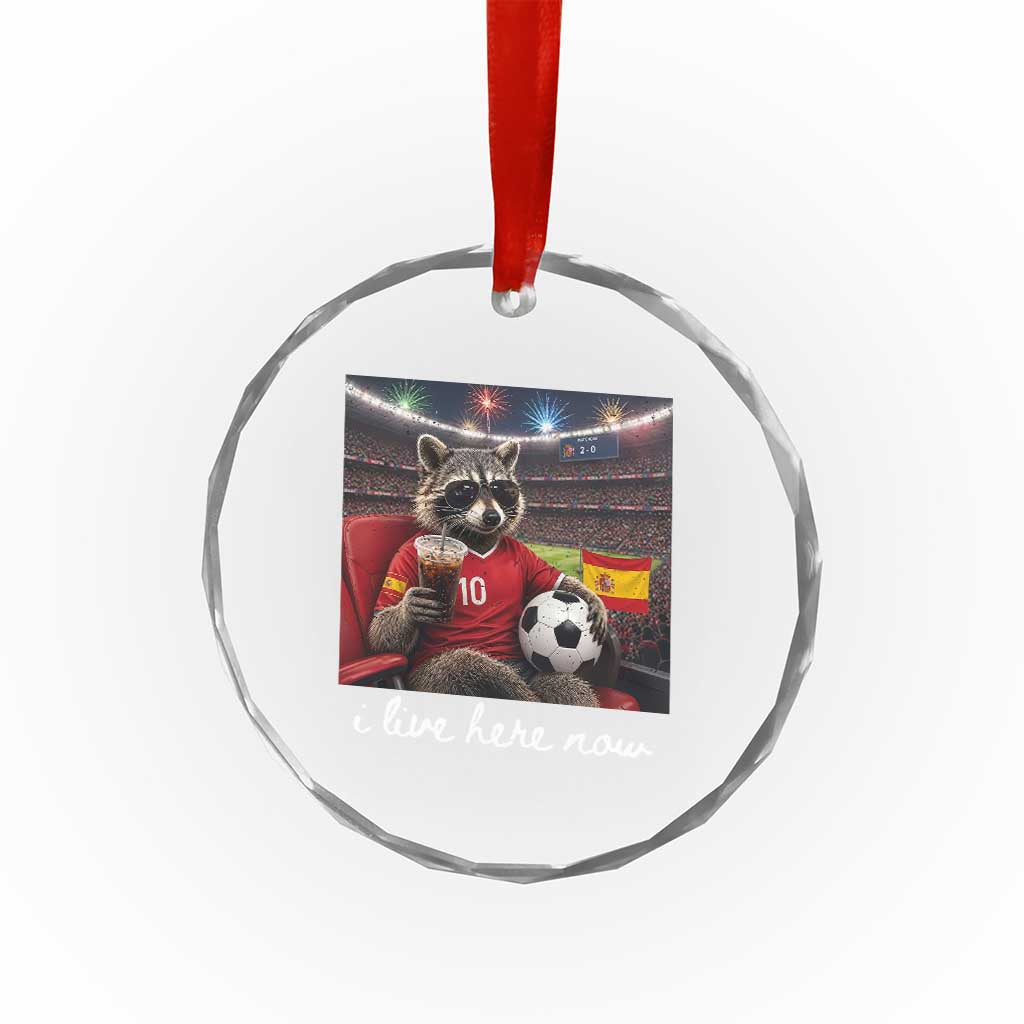 Espana Spain Soccer Football Fan Spanish Flag Crystal Glass Ornament Funny Raccoon I Live Here Now TS14 Print Your Wear