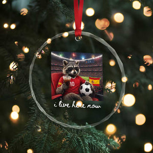 Espana Spain Soccer Football Fan Spanish Flag Crystal Glass Ornament Funny Raccoon I Live Here Now TS14 Print Your Wear