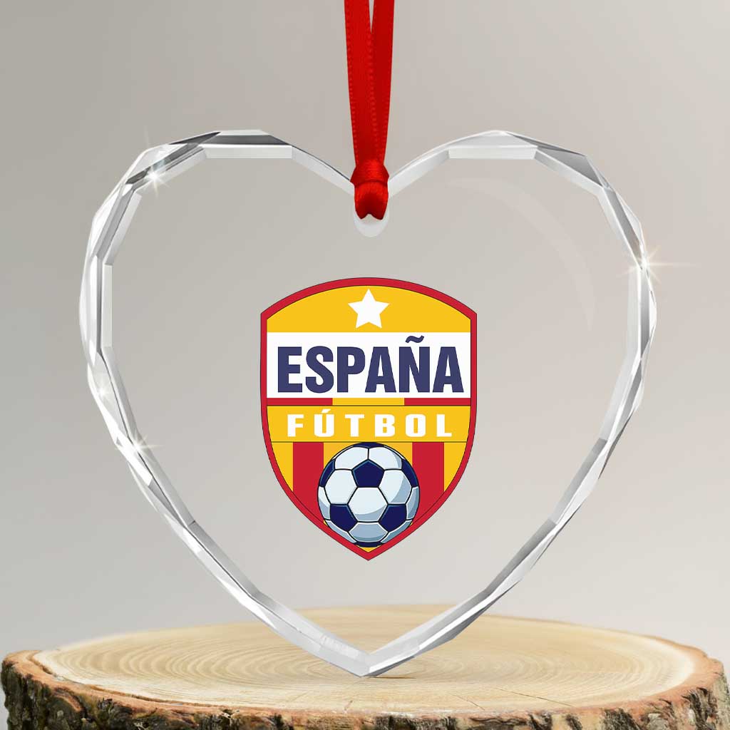 Espana Spain Soccer Football Fan Spanish Flag Heart Crystal Glass Ornament TS14 Transparent Glass 3'' Heart Print Your Wear