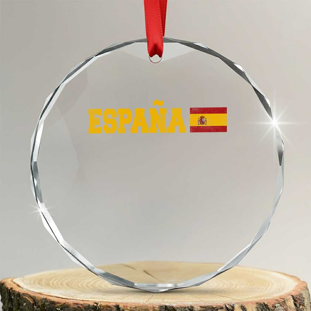 Espana Spain Vintage Sports Design Spanish Flag Crystal Glass Ornament TS11 Transparent Glass 3'' Circle Print Your Wear