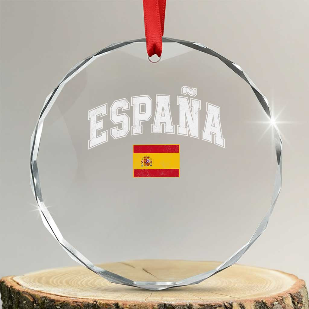 España Vintage Spanish Flag Pride Graphic Crystal Glass Ornament TS10 Transparent Glass 3'' Circle Print Your Wear