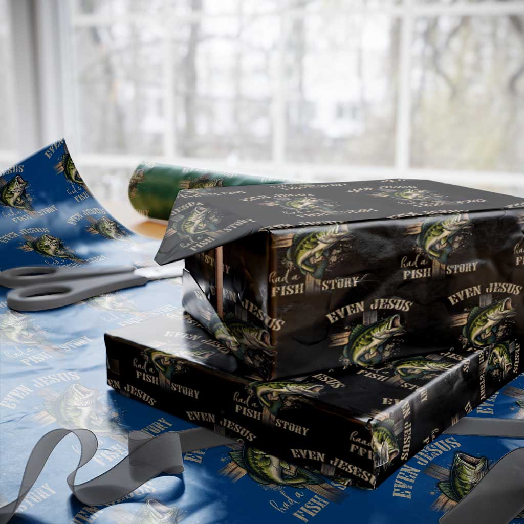 Even Jesus Had A Fish Story Wrapping Paper Roll Funny Fishermen Christian Cross TS11 Black Print Your Wear
