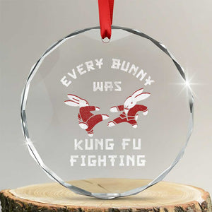 Every Bunny Was Kung Fu Fighting Crystal Glass Ornament Funny Cool Easter Graphic TS10 Transparent Glass 3'' Circle Print Your Wear
