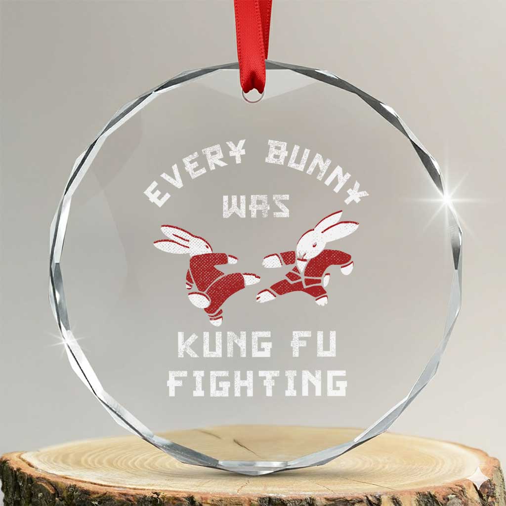 Every Bunny Was Kung Fu Fighting Crystal Glass Ornament Funny Cool Easter Graphic TS10 Transparent Glass 3'' Circle Print Your Wear