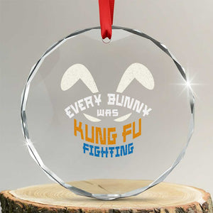 Every Bunny Was Kung Fu Fighting Crystal Glass Ornament Funny Easter Vintage Rabbit Face TS10 Transparent Glass 3'' Circle Print Your Wear