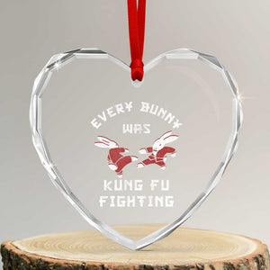Every Bunny Was Kung Fu Fighting Heart Crystal Glass Ornament Funny Cool Easter Graphic TS10 Transparent Glass 3'' Heart Print Your Wear