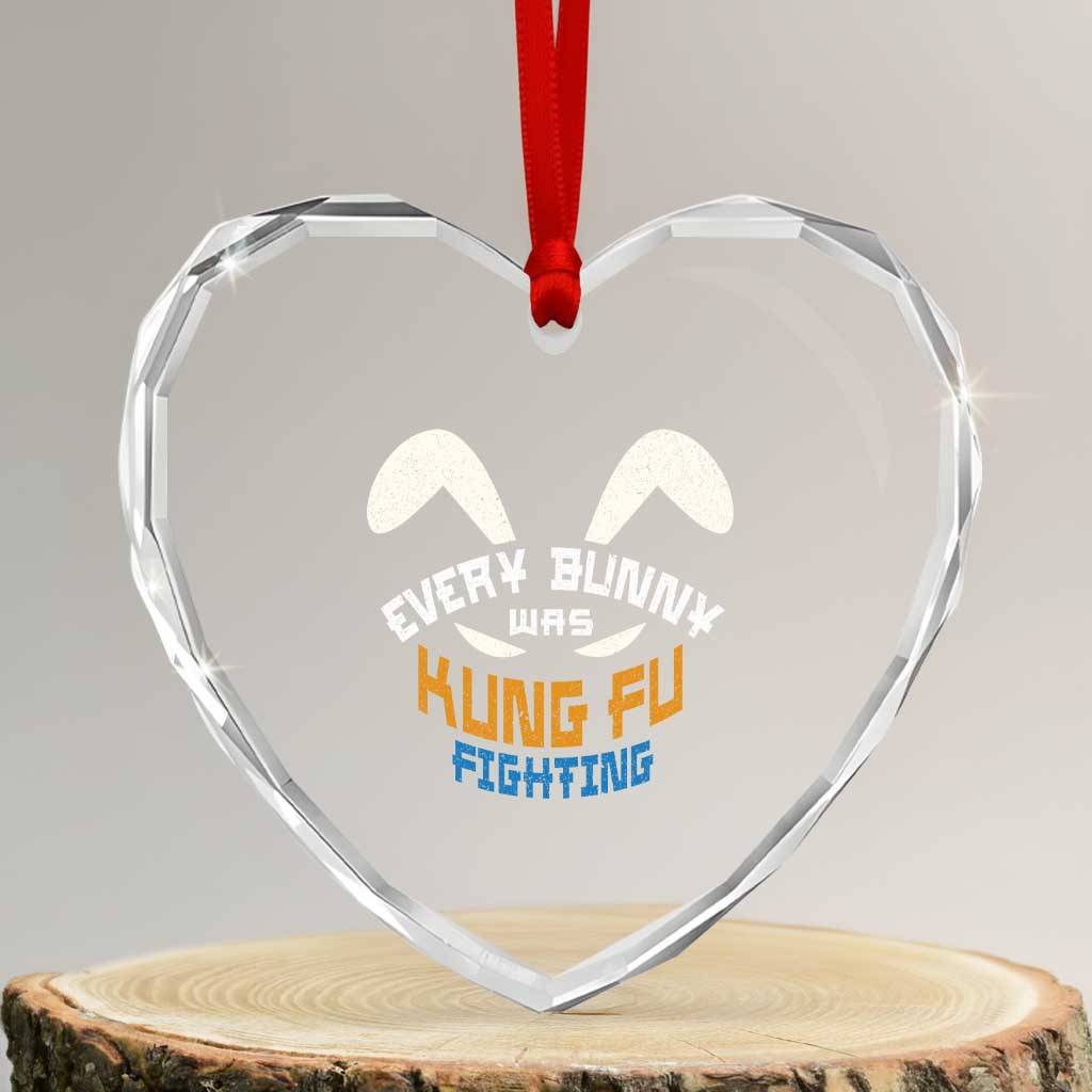 Every Bunny Was Kung Fu Fighting Heart Crystal Glass Ornament Funny Easter Vintage Rabbit Face TS10 Transparent Glass 3'' Heart Print Your Wear